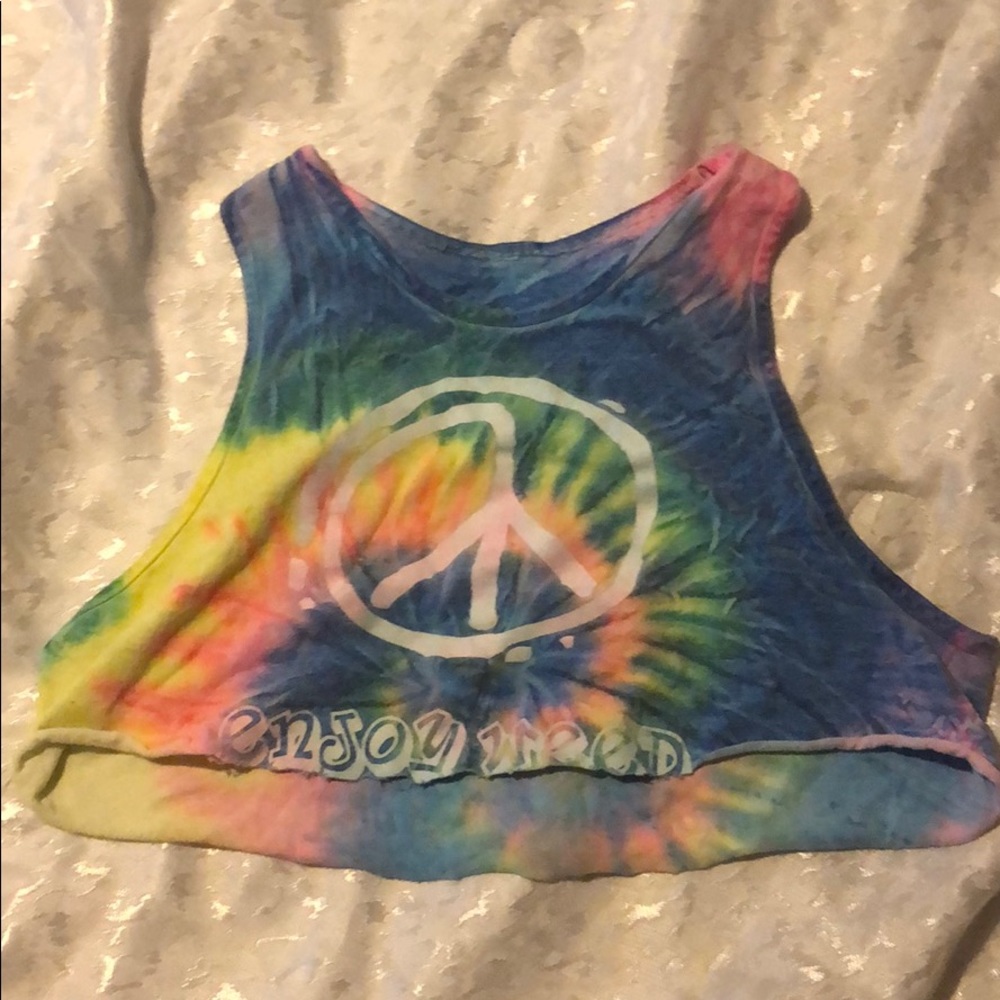 tie dye peace live and weed cropped tank
